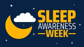 Sleep Awareness Week background banner or poster design template. observed every year in March. Holiday concept. Use to any Template with yellow color vector