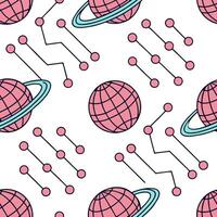 Conceive seamless sci fi grids with virtual circuit lines cosmic illusions and bright orb accents over white suitable for e gaming or tech product lines Clean vector