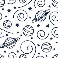 Construct seamless cosmic swirl motifs with partial planet outlines star formations and strong white background for dynamic brand marketing Clean vector