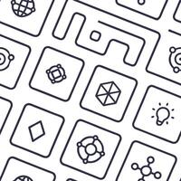Construct seamless tile design merging VR AI and software icon sets in white squares perfect for boosting brand presence in modern marketing Clean vector