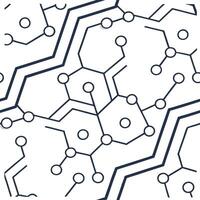 Contemporary techno circuits seamless pattern highlighting structured electronic pathways and minimal digital textures isolated white balance theme Clean Set 2 vector