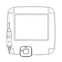 Continuous glucose monitor CGM and insulin vial border frame with Advanced Care text Clean vector