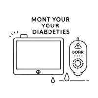 Continuous glucose monitor CGM and blood glucose chart border frame with Monitor Your Diabetes text Clean vector