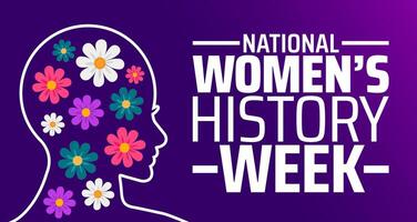 National Women History Week background banner or poster design template. observed every year in March. Holiday concept. Use to any Template, card, poster, placard, template. vector