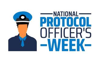 National Protocol Officer's Week background banner or poster design template. observed every year in March. Holiday concept. Use to any Template, card, poster, placard, template. vector