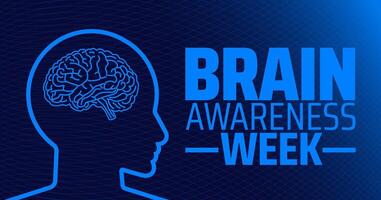 Brain Awareness Week background banner or poster design template. observed every year in March. Holiday concept. Use to any Template, card, poster, placard, template. vector