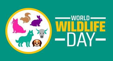 World Wildlife Day background banner or poster design template. observed every year in March. Holiday concept. Use to any Template, card, poster, placard, template. vector