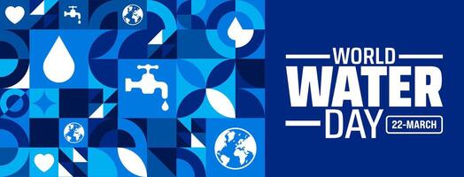22 march world water day geometric shape pattern background banner or poster design template with water drop. observed every year in 22 March. Holiday concept. Use to any Template, card, poster. vector