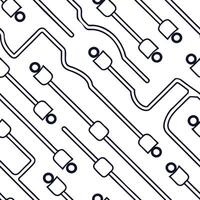 Craft seamless techno tile with circuit lines metallic connectors white balance for futuristic workplace design Clean vector