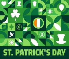 17 march St. Patrick's Day or St Patrick Day geometric shape pattern background banner or poster design template. observed every year in 17 March. Holiday concept. Use to any Template, card, poster. vector