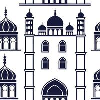 Craft seamless tile patterns featuring traditional architectural details such as arches and windows using bold shapes and white balance for clarity Clean vector