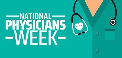 National Physicians Week background banner or poster design template. observed every year in March. Holiday concept. Use to any Template, card, poster, placard, template. vector