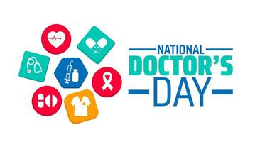 National Doctors Day background banner or poster design template. observed every year in March. Holiday concept. Use to any Template, card, poster, placard, template. vector