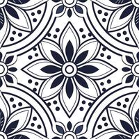 Craft symmetrical geometry integrating vintage floral touches for seamless tile backgrounds targeting product branding packaging and digital printing Clean vector