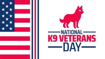 National K9 Veterans Day background banner or poster design template. observed every year in March. Holiday concept. Use to any Template, card, poster, placard, template. vector