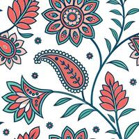 Create a seamless tile pattern based on Indian block printing techniques focusing on floral motifs and vibrant colors Clean Set 4 vector