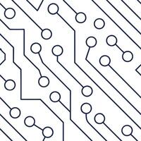 Create minimal circuit geometry overlapping clean white planes forming continuous pattern for packaging or print Clean vector