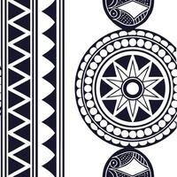 Create seamless ethnic border tile patterns combining tribal art geometric motifs and cultural symbols perfect for brand development and digital campaigns Clean vector