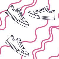 Create seamless neon patterns using retro wave curves and minimal white isolation ideal for eye catching packaging and tech branding Clean vector