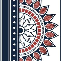 Create seamless tile designs using deep traditional colors accented by geometric ethnic patterns and white separation lines for balance Clean vector