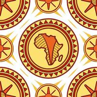 Create seamless tile patterns based on local African symbols incorporating vibrant color schemes and symbolic motifs Clean vector