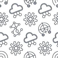Create seamless tile patterns based on futuristic technology symbols like data structures cloud computing and abstract design elements with isolated white Clean vector