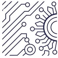 Create seamless tile patterns using abstract circuit board motifs and digital data flows with isolated white for futuristic tech branding visuals Clean vector