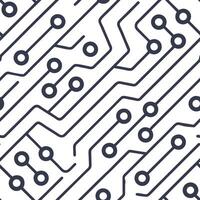 Create seamless tile patterns using intricate circuit board traces combined with digital waveforms and isolated white for futuristic design impact Clean vector