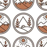 Create seamless tile patterns using regional symbols from the Andes incorporating mountain motifs and natural colors for a rustic earthy design Clean vector
