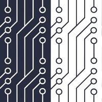 Create seamless tile patterns using stylized circuit board motifs and digital line art with isolated white balance for futuristic UI design and branding Clean vector