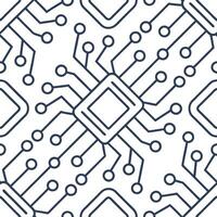 Create seamless tile patterns with integrated circuit board textures and digital logic symbols isolated white for clean futuristic tech branding Clean vector
