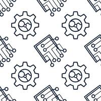 Create seamless tile patterns with stylized circuit board graphics and geometric digital elements using isolated white backgrounds for modern tech design Clean vector