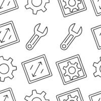 Design minimalist seamless tiles featuring tech icons and code snippets on stark white enhancing branding or packaging for software oriented businesses Clean vector