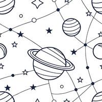 Design seamless tile patterns with cosmic lines and isolated white backgrounds perfect for sci fi branding or futuristic product packaging Clean vector
