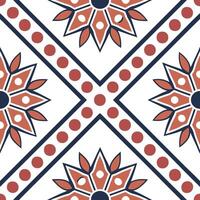 Design seamless tile patterns with ethnic repeat elements featuring bold geometric shapes vibrant colors and isolated white space Clean vector