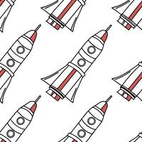 Design seamless tile patterns with rocket silhouettes orbital arcs crisp white isolation minimal color for futuristic style Clean vector