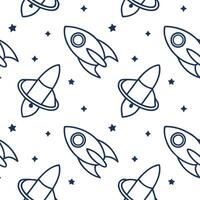Design seamless tile patterns with rocket silhouettes orbital arcs crisp white isolation minimal color for futuristic style Clean Set 2 vector