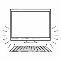 Desktop monitor with holographic keyboard and sale icon Clean vector