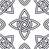 Develop a seamless tile pattern based on Celtic symbols and icons incorporating intricate knots and geometric elements for a modern cohesive design Clean vector