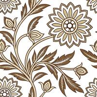 Develop a seamless tile pattern inspired by traditional Indian block prints with intricate floral motifs and earthy tones Clean Set 3 vector