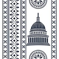 Develop modern seamless ethnic border patterns with a combination of traditional cultural motifs and clean white isolation for digital designs Clean vector