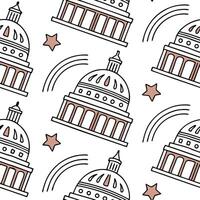 Develop seamless pattern layering stylized futuristic symbols bright outlines open white compartments for high impact identity Clean vector