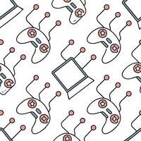 Develop seamless tile patterns using futuristic tech elements like circuits neon lights and isolated white ideal for modern digital content Clean vector