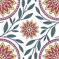 Develop seamless tile pattern using the intricate patterns and bright colors of Filipino traditional textiles highlighting natural and geometric designs Clean vector