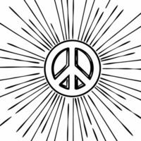 Digital glowing peace sign with abstract light burst symbolizing peace and equality Clean vector