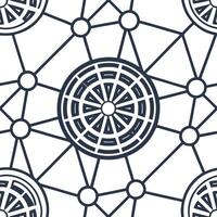 Digital network seamless pattern showcasing neon infused connection nodes and encrypted data streams within structured tile arrays isolated white balance futuristic cyber grid conc Square Clean vector