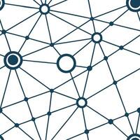 Digital network seamless pattern with futuristic fiber optic lines and data nodes arranged in an interlocking grid isolated white balance tech elegance Clean vector