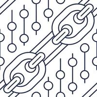 Digital network seamless pattern with engineered binary codes and schematic data links interlaced in modular tile format isolated white balance hyper modern design Clean vector