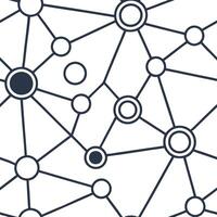Digital network seamless pattern with modular circuit nodes and radiant data highways forming a futuristic digital mesh within tiled layout isolated white balance Clean vector