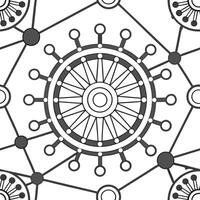 Digital network seamless pattern with holographic connection points and virtual data bridges forming intricate network circuits isolated white balance refined modern art Clean vector